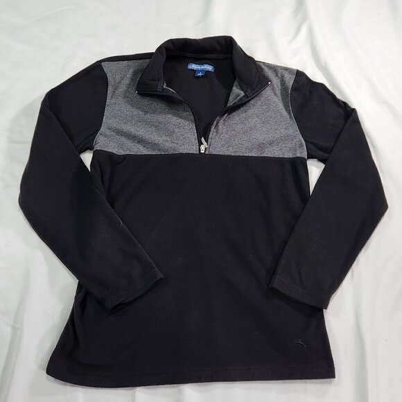 Tommy Bahama Gray Fleece Quarter Zip Long Sleeve Pullover Sweater Mens Two Tone - Picture 1 of 7